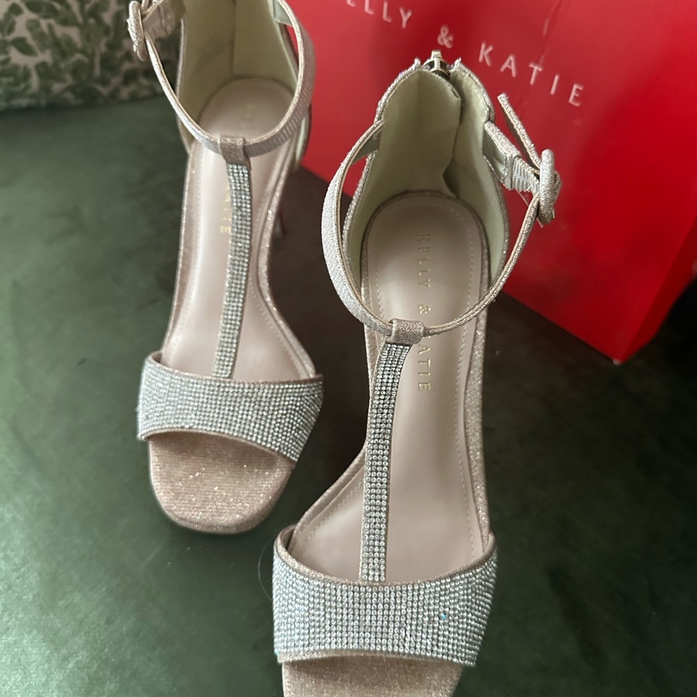 Kelly & Katie Glittering Champagne Heels